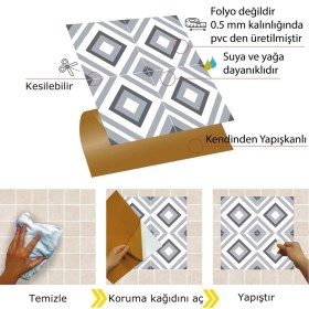 Resim Kendinden Yapışkanlı Geometrik 031 Desenli Pvc Karo 30X30 cm (33 Adet) 3m2 
