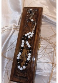 Resim Kehribar Beşiktaş Tespih Beyrut Toz Kehribar Tesbih Ahşap İşlemeli Kutu Bjk Taraftar Siyah Beyaz Beyaz - Siyah 