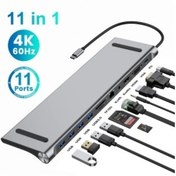 Resim SIGHTZER Type C Adaptör 11 In 1 Usb Hub Hdmi Lan Vga Sd Tf Kart Usb Type C Macbook Çevirici 