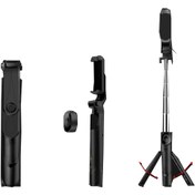 Resim ELSE NIPPON Bluetooth Kumandalı Düz Siyah Selfie Çubuğu-tripod Vlog Telefon Tutucu 