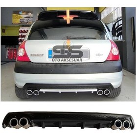 Resim Renault Clio 2 HB Difüzör Arka Tampon Eki 4 Egzoz Çıkışlı Siyah L 