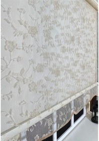 Resim Çift Mekanizmalı Somon Rengi Tül Perde Ve Ekru Stor Perde Stb45248-v111 