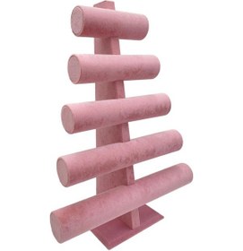 Resim Bileklik Ve Takı Standı 5 Kademeli Süet Pembe 