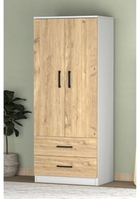 Resim Point 2 Kapaklı 2 Çekmeceli Gardrop Beyaz Çam 