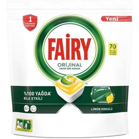 Resim Fairy Hepsi Bir Arada Limon Kokulu Bulaşık Makinesi Deterjanı 70 Tablet 