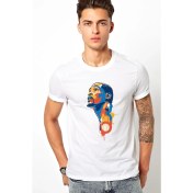 Resim Qivi Sporcu Basketci Baskılı Beyaz Erkek Örme Tshirt 