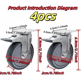 Resim Dashanshop 4 Adet 2 Inç Endüstriyel Polisajlı Frenli Tekerlek Seti Sabit Ve Döner 
