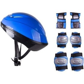 Resim Bisiklet Scooter Kaykay Kask Dizlik Dirseklik Koruyucu Set Mavi 
