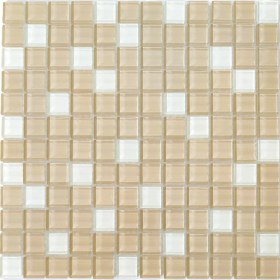 Resim MozaiKristaL Mutfak Tezgah Arası ve Tüm Yüzeyler Için 25X25X4 mm Krem Mix. 30X30 cm Fileli Kristal Mozaik ( 11 File = 1 M2 Fiyatıdır ) 
