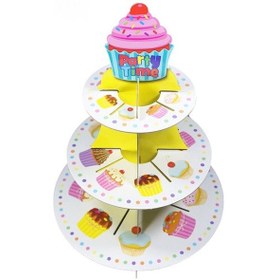 Resim Stand 3 Katlı Karton Cupcake Temalı 
