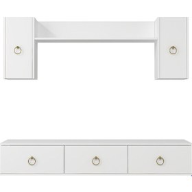 Resim 1348tv180-1dd Duvara Montaj Tv Sehpası,tv Ünitesi Beyaz-altın Beyaz-altın 