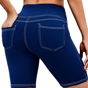 Resim Plus Beden, Karın Kontrollü Plus Beden Kadın Yüksek Bel Şortları - Bisiklet İçin Kalça Kaldırıcı Şortlar & Yay/Yaz için Yüksek Esneklikli Nefes Alabilir Kumaş, Makinede Yıkanabilir, Düz Renkli Şortlar, Şık Oturuşlu Giysi, Sıkı Bel Bandı, Dayanıklı Kumaş, Kadın 