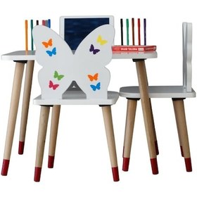 Resim Çocuk Aktivit Oyun Masa Sandalye Takımı Tablet Kalem Yeri Yaz Sil 