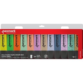 Resim Yıldızan Fosforlu 12'li Asetat Karışık Renk 3 Neon ve 3 Pastel ve 3 ve 3 Simli 1144719 