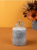 Resim MIARIK DESIGN & DEKORASYON Dekoratif Gri Mermer Pamukluk Gümüş Mercan Detaylı 