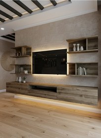 Resim Resital Ledli Duvara Monte Tv Sehpası - Ceviz - W6013-2 Ceviz 