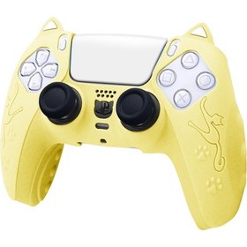 Resim Sony Ps5 İçin Kedi Kulak Şekli Gamepad Silikon Koruyucu Kılıf Sarı 