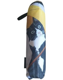 Resim Eleven Markets Kedi Desenli Şemsiye Rüzgara Dayanıklı Çanta Boy Bayan Şemsiyesi Sarı-gri 