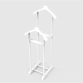 Resim Çift Askılıklı Yükselik Ayarlı Dilsiz Uşak &Elbise Askısı Beyaz 