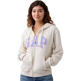 Resim GAP Logo Fermuarlı Fransız Havlu Kumaş Kadın Gri Günlük Stil Eşofman Üstü 885587014 