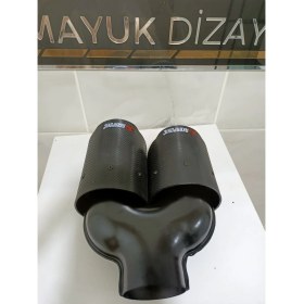 Resim Mayuk Dizayn Akrapovic 90MM Çiftli Içi Krom Sağ-Sol Set Her Araca Uyumlu Egzoz Ucu 