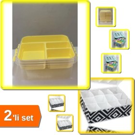Resim Hereveoyuncak Çok Amaçlı Bölmeli Oyuncak Saklama Kutusu + 12 Bölmeli Mozaik Desen Organizer - 2li Set X6W5P5 