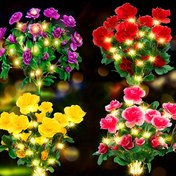 Resim 1 Adet Solar Rododendron Lamba, Sıcak Renkli Festival Bahçe Işığı, Patio ve Avlu Dekoru için LED Güneş Enerjili Yolu Aydınlatması, Kadınlar veya Anneler İçin Bahçecilik Hediyesi 