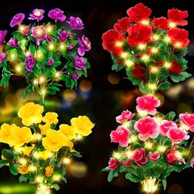 Resim 1 Adet Solar Rododendron Lamba, Sıcak Renkli Festival Bahçe Işığı, Patio ve Avlu Dekoru için LED Güneş Enerjili Yolu Aydınlatması, Kadınlar veya Anneler İçin Bahçecilik Hediyesi 