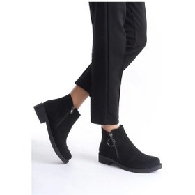Resim Margaret Fermuarlı Ortopedik Taban Topuklu Süet Kadın Bot St - Siyah Siyah 