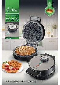 Resim Kiwi KSM-2442 Kalp Desenli Yapışmaz Plakalı Paslanmaz Çelik Waffle Makinesi 