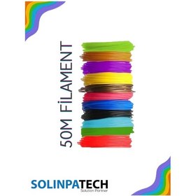 Resim 3D Kalem PLA Filament Seti 50 Metre (10 Renk) | 3D Yazıcı ve Kalem Uyumlu Renkli Filament 