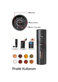 Resim Konyax Şarjlı Baharat Öğütücü 100 Ml Çok Renkli 