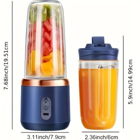 Resim USB Şarj Edilebilir Sıkacağı Taşınabilir, Mini Sıkacağı Bardağı, 6 Bıçaklı Ayrılabilir Gıda Sınıfı ABS Bardak, Düğme İşletimi, 1500mAh Lityum Pil, Seyahat Kapaklı, Meyve Suyu, Shake, Bebek Maması, Şişeler ve Makineler Kullanılmak için Sıkıştırılmalıdır. 