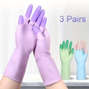 Resim 3 Çift Çok Amaçlı Ev Temizlik Eldiveni, Kaymaz, Yüksek Esneklik, Lateks, Mutfak, Banyo, Dış Mekan, Araba için - Elde Yıkanabilir, PVC-Free, Küçük Eller için İdeal, Kullanışlı Eldivenler | Esnek İşlem | Lateks Eldivenler 