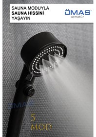 Resim 5 Fonksiyonlu Sauna Modlu Pervaneli Mat Siyah Duş Başliği,Siyah 