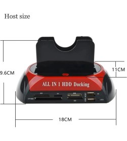 Resim Aogo Harici USB 2.0 2.5- 3.5 Ide+Sata HDD + Kart Okuyucu Docking HDD Hard Disk Masaüstü Dock Stand 