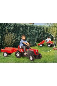 Resim Dolu Nuve Römorklu Pedallı Kırmızı Traktör | 36+ Ay Çocuk Oyuncağı | 173 X 52 X 45 cm | Korna & Dayanıklı 