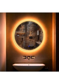Resim Orbit Led'li Kumlamalı Lavabo & Banyo Aynası Dokunmatik Sensörlü 80 X 80 Turuncu 