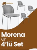 Resim Alperarda Design Morena Sandalye 4 Adet Gri Keten ( Masa Hariçtir ) 