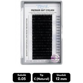 Resim Misyul 0.05c Natural Kıvrım 12 Mm Soft Eyelash Doğal İpek Kirpik 16'lı 