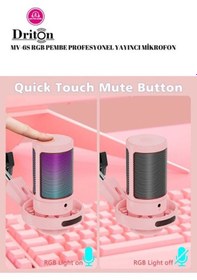 Resim Driton Youtuber Mikrofon Mv-6s Pembe Rgb Usb Oyuncu Yayıncı Ve Podcast Condenser Mikrofon Seti 