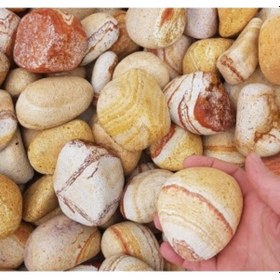 Resim Sarı Çizgili Dolomit Taş 5Kg 6-10 Cm Renkli Dolomit Dekoratif Taş 