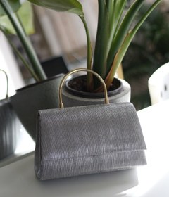 Resim Moom Bag Kadın Platin Lazer Kesim Metal Tutma Saplı Kapaklı Abiye Çantası 