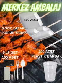 Resim Anı 3 Gözlü Kapaklı Köpük Tabak (23/a) / 100 Adet 