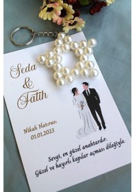 Resim 30 Adet Zincirli İnci Yıldız Anahtarlık - Kişiye Özel - Kına Hedi 