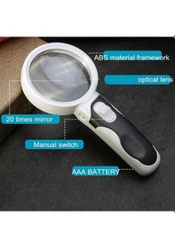 Resim Led Işıklarla 20 Kez Okumak İçin El Tipi Optik Büyüteç Arkadan Aydınlatmalı Büyüteç 