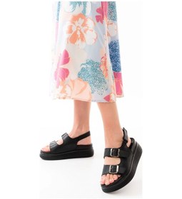 Resim Siyah Dolgu Topuk Kadın Sandalet Siyah 