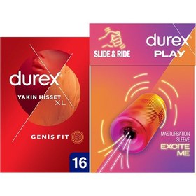 Resim Durex Yakın Hisset Geniş Fit XL Prezervatif 16'lı + Durex Play Manuel Mastürbatör 