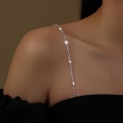 Resim ayarlanabilir Taşlı Gunmetal Omuz Askısı - Düğünler, Tatiller & Sevgililer Günü için Şık Omzundan Düşük Vücut Zinciri - Kadın Moda Takıları, Düğün Aksesuarı, Duyusal Tasarım, Parlak Metal Bitiş, Taş Süslemeleri 