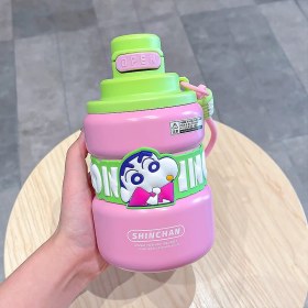 Resim Shun Shop Xiaoksin Karikatür Termos Kupası Halat ve Yay Kapağı Teleskopik Saman Su Kupası Çocuk Uygun Kupası (Yurt Dışından) 